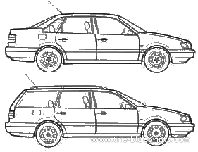 Volkswagen Passat Mk. III - Фольцваген - чертежи, габариты, рисунки автомобиля