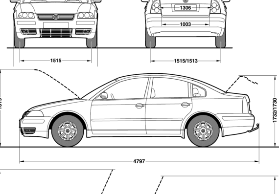 Volkswagen Passat Sedan - Фольцваген - чертежи, габариты, рисунки автомобиля