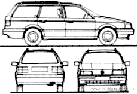 Volkswagen Passat Variant (1990) - Фольцваген - чертежи, габариты, рисунки автомобиля