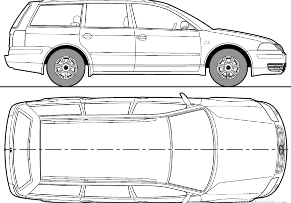 Volkswagen Passat Variant (1999) - Фольцваген - чертежи, габариты, рисунки автомобиля