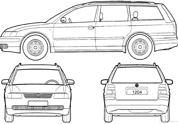 Volkswagen Passat Variant (2000) - Фольцваген - чертежи, габариты, рисунки автомобиля