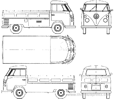 Volkswagen Pick-up 1963-1967 - Фольцваген - чертежи, габариты, рисунки автомобиля