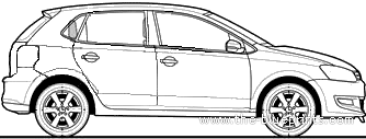 Volkswagen Polo 1.2SE (2009) - Фольцваген - чертежи, габариты, рисунки автомобиля