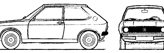 Volkswagen Polo 1976 - Фольцваген - чертежи, габариты, рисунки автомобиля