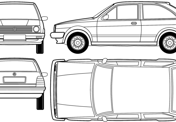 Volkswagen Polo (1989) - Фольцваген - чертежи, габариты, рисунки автомобиля