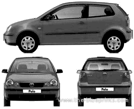 Volkswagen Polo 3-Door (2006) - Фольцваген - чертежи, габариты, рисунки автомобиля