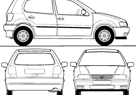 Volkswagen Polo 5-Door (1999) - Фольцваген - чертежи, габариты, рисунки автомобиля