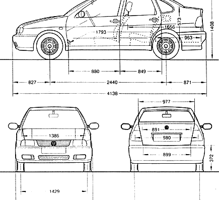 Volkswagen Polo Sedan - Фольцваген - чертежи, габариты, рисунки автомобиля