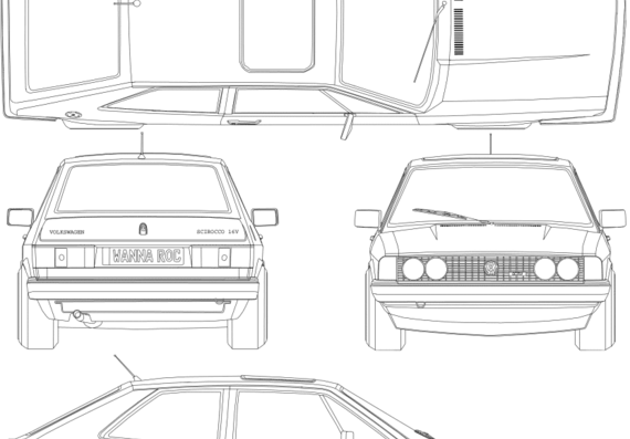 Volkswagen Scirocco - Фольцваген - чертежи, габариты, рисунки автомобиля