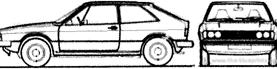 Volkswagen Scirocco (1976) - Фольцваген - чертежи, габариты, рисунки автомобиля