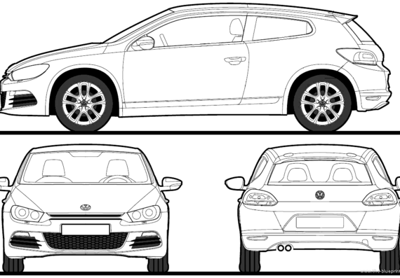 Volkswagen Scirrocco (2009) - Фольцваген - чертежи, габариты, рисунки автомобиля