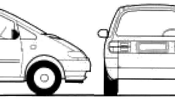 Volkswagen Sharan (1998) - Фольцваген - чертежи, габариты, рисунки автомобиля