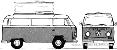 Volkswagen T2a Devon Conversions (1971) - Фольцваген - чертежи, габариты, рисунки автомобиля