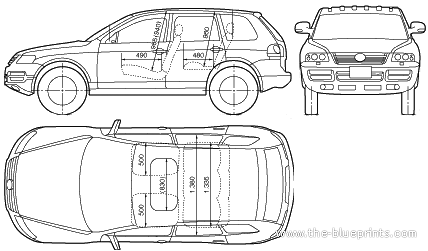 Volkswagen Touareg (2005) - Фольцваген - чертежи, габариты, рисунки автомобиля