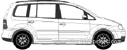 Volkswagen Touran (2005) - Фольцваген - чертежи, габариты, рисунки автомобиля