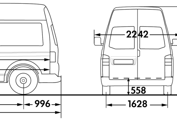 Volkswagen Transporter Panel Van LWB High Roof - Folzwagen - drawings, dimensions, pictures of the car