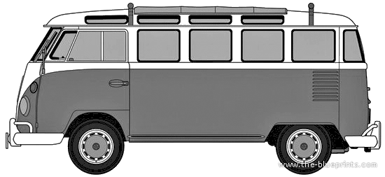 Volkswagen Type 2 Micro Bus (1963) - Фольцваген - чертежи, габариты, рисунки автомобиля