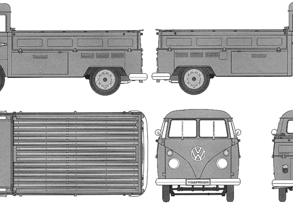 Volkswagen Type 2 Pick Up Truck (1967) - Фольцваген - чертежи, габариты, рисунки автомобиля