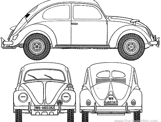 Volkswagen Type 60 kdf.wagen (1945) - Volzwagen - drawings, dimensions, pictures of the car