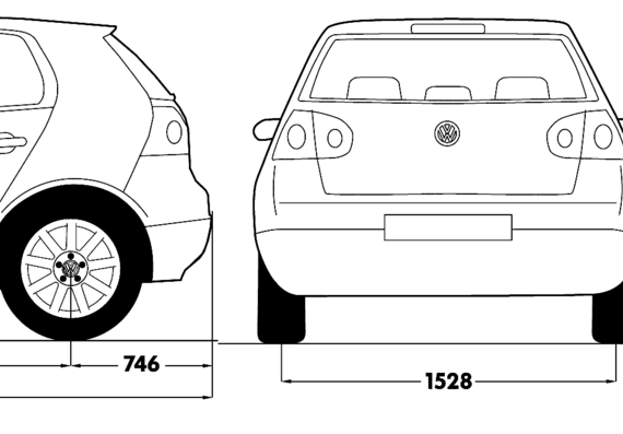 Volkswagen mk5 5 door Golf GTI - Фольцваген - чертежи, габариты, рисунки автомобиля