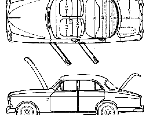 Volvo 122 Amazon (1962) - Вольво - чертежи, габариты, рисунки автомобиля