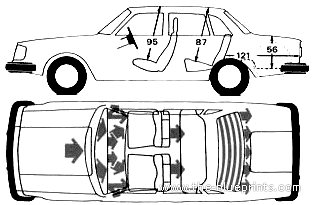 Volvo 244DL (1976) - Вольво - чертежи, габариты, рисунки автомобиля