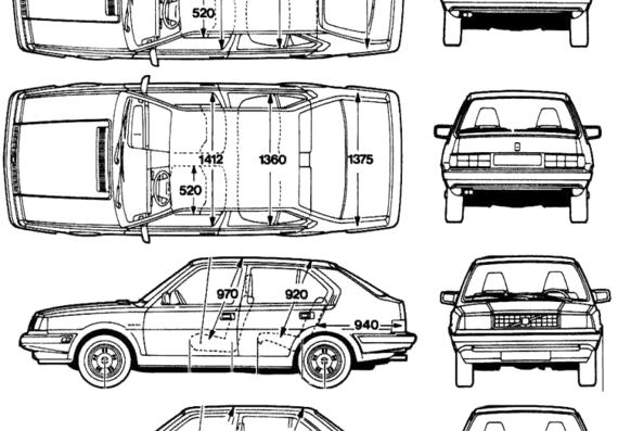 Volvo 360 - Вольво - чертежи, габариты, рисунки автомобиля