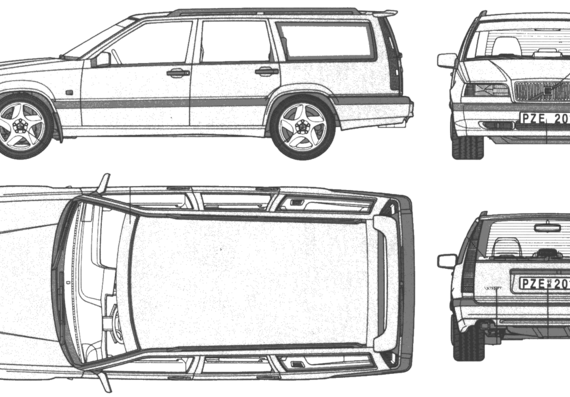 Volvo 850 Estate Turbo - Вольво - чертежи, габариты, рисунки автомобиля