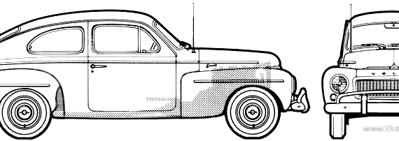 Volvo PV544 Sport (1961) - Вольво - чертежи, габариты, рисунки автомобиля