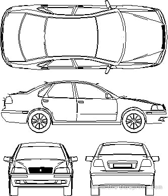 Volvo S40 (1998) - Вольво - чертежи, габариты, рисунки автомобиля