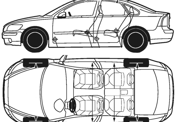 Volvo S40 (2005) - Вольво - чертежи, габариты, рисунки автомобиля