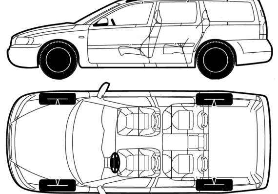 Volvo XC70 - Вольво - чертежи, габариты, рисунки автомобиля