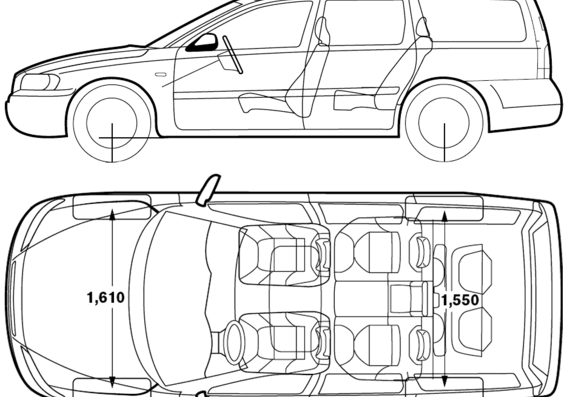 Volvo XC70 (2006) - Вольво - чертежи, габариты, рисунки автомобиля