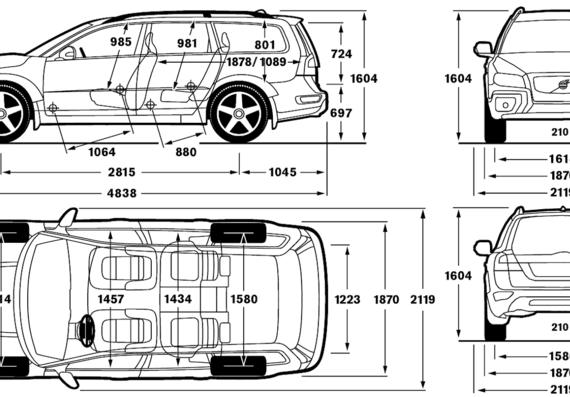 Volvo XC70 (2012) - Вольво - чертежи, габариты, рисунки автомобиля