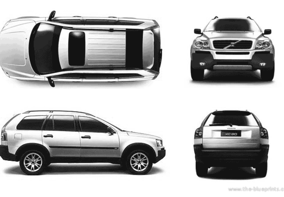Volvo XC 90 - Вольво - чертежи, габариты, рисунки автомобиля