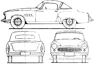 Wartburg 312 Sport Coupe - Разные автомобили - чертежи, габариты, рисунки автомобиля