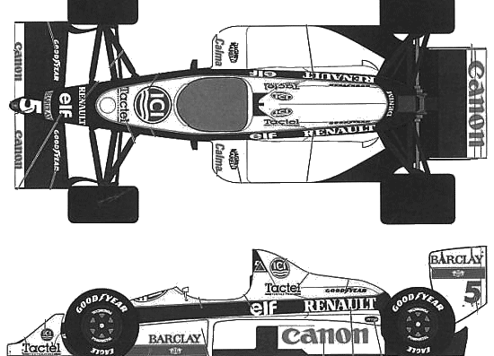 Williams-Renault FW12C F1 GP (1989) - Уильям - чертежи, габариты, рисунки автомобиля