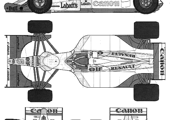 Williams-Renault FW 14B (1992) - Уильям - чертежи, габариты, рисунки автомобиля