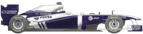 Williams Cosworth FW33 F1 GP (2011) - Уильям - чертежи, габариты, рисунки автомобиля