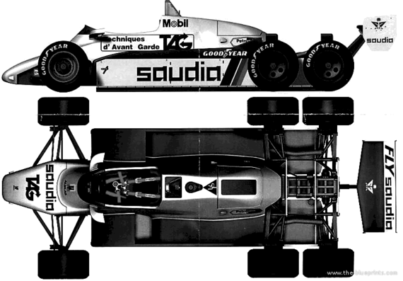 Williams FW08B F1 Six Wheels (1982) - Уильям - чертежи, габариты, рисунки автомобиля