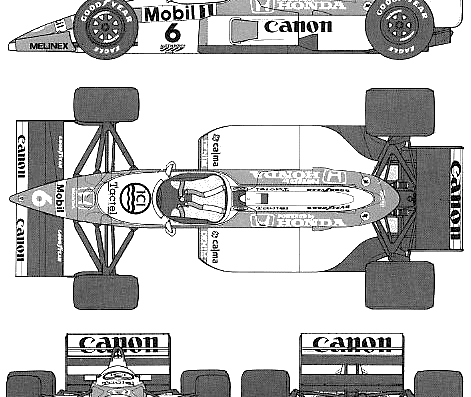 Williams FW11 F1 (1986) - Уильям - чертежи, габариты, рисунки автомобиля