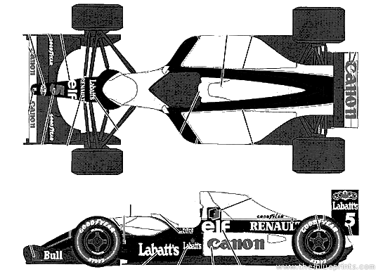 Williams FW14B World Champion (1992) - Уильям - чертежи, габариты, рисунки автомобиля