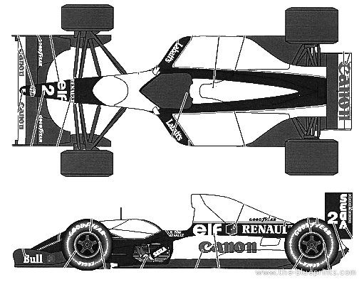 Williams FW15C World champion (1993) - Уильям - чертежи, габариты, рисунки автомобиля