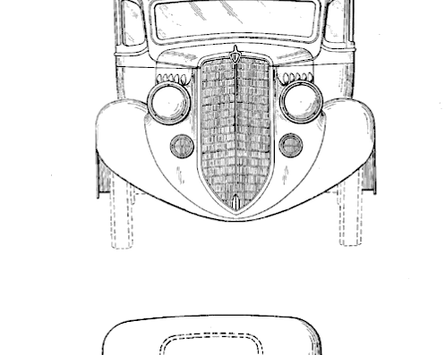Willys-Overland 4-Door Sedan (1935) - Виллис - чертежи, габариты, рисунки автомобиля