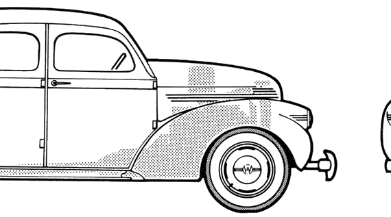 Willys 37 DeLuxe Sedan (1937) - Виллис - чертежи, габариты, рисунки автомобиля