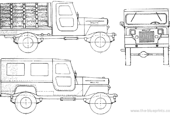 Willys Colombia Jeep CJ-3B - Виллис - чертежи, габариты, рисунки автомобиля