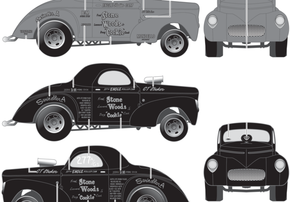 Willys Gasser Stone - Willis - drawings, dimensions, pictures of the car