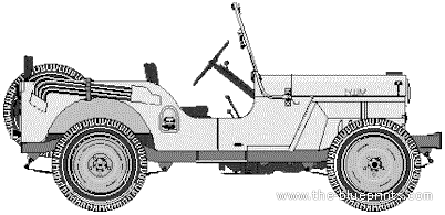 Willys Jeep CJ2A - Виллис - чертежи, габариты, рисунки автомобиля
