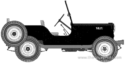 Willys Jeep CJ3A - Виллис - чертежи, габариты, рисунки автомобиля