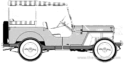 Willys Jeep DJ-3A Surrey - Виллис - чертежи, габариты, рисунки автомобиля